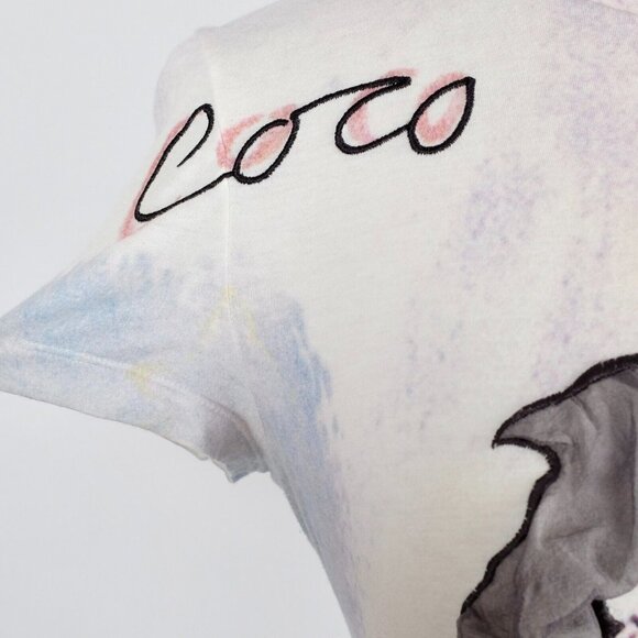 Chanel 2010 36 US 4 T shirt top Coco smoking watercolor painted - Picture 13 of 16